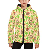 Hedgehog Pattern Print Design 02 Kids' Boys' Girls' Padded Hooded Jacket