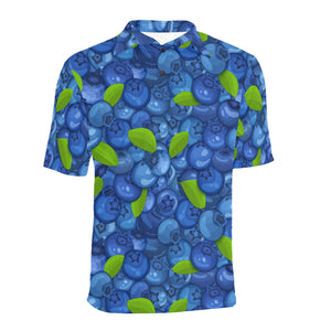 Blueberry Pattern Background Men's All Over Print Polo Shirt