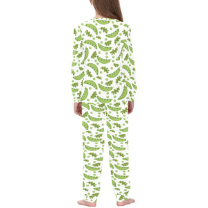 Green Peas Pattern Print Design 02 Kids' Boys' Girls' All Over Print Pajama Set