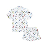 Surfboard Pattern Print Design 01 Kids' Boys' Girls' V-Neck Short Pajama Set