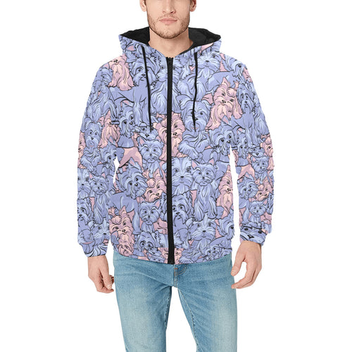 Yorkshire Terrier Pattern Print Design 02 Men's Padded Hooded Jacket(ModelH42)