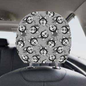 Siberian Husky Pattern Theme Car Headrest Cover