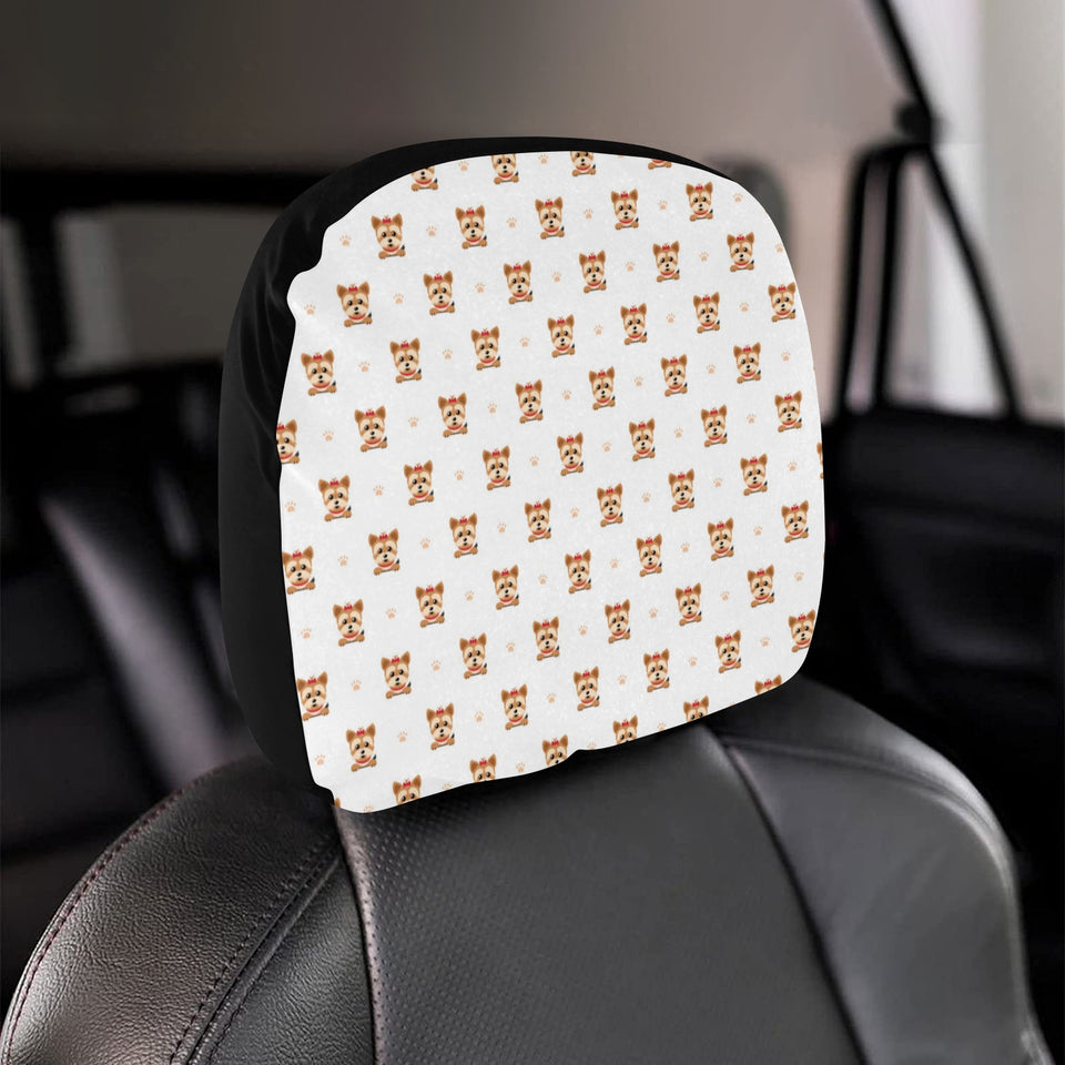 Yorkshire Terrier Pattern Print Design 03 Car Headrest Cover