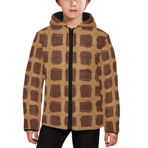 Bread Toast Pattern Print Design 04 Kids' Boys' Girls' Padded Hooded Jacket