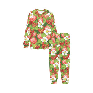 Strawberry Leaves Flower Pattern Kids' Boys' Girls' All Over Print Pajama Set