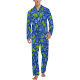 Blueberry Pattern Background Men's Long Pajama Set