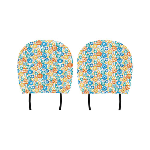 Gear Pattern Print Design 04 Car Headrest Cover