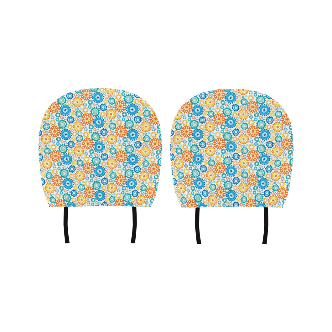 Gear Pattern Print Design 04 Car Headrest Cover