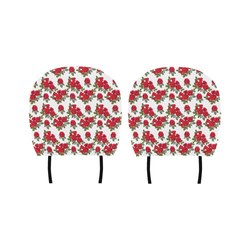 Rose Pattern Print Design 05 Car Headrest Cover