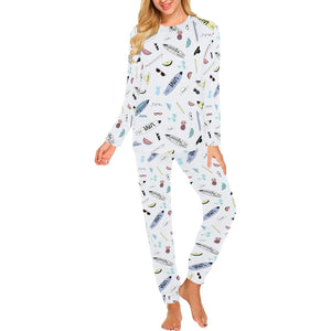 Surfboard Pattern Print Design 01 Women's All Over Print Pajama Set