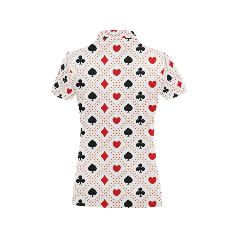 Casino Cards Suits Pattern Print Design 04 Women's All Over Print Polo Shirt