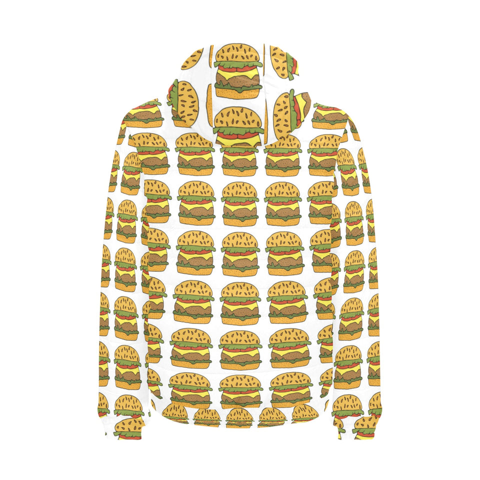 Hamburger Pattern Print Design 05 Men's Padded Hooded Jacket(ModelH42)