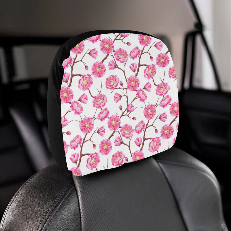 Pink Sakura Pattern Car Headrest Cover