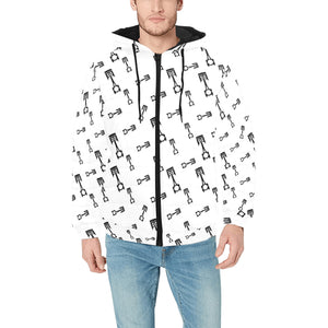 Engine Piston Random Pattern Print Design 04 Men's Padded Hooded Jacket(ModelH42)