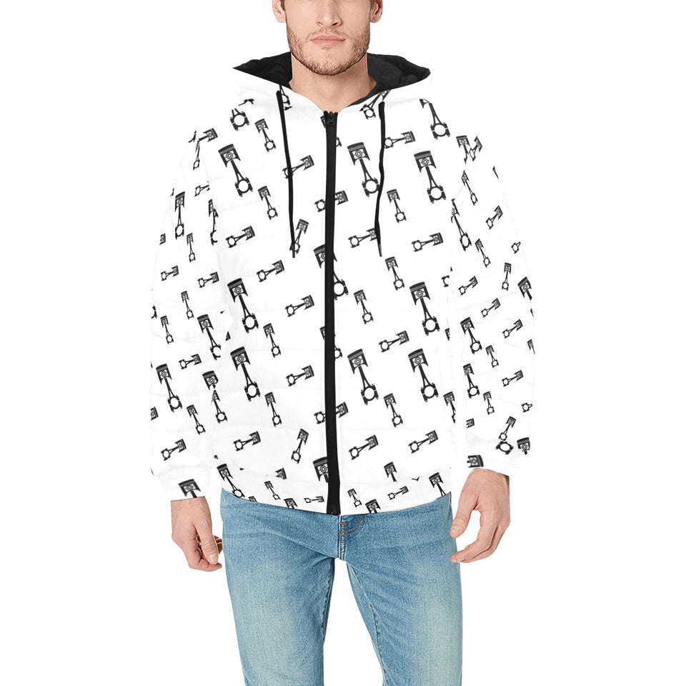 Engine Piston Random Pattern Print Design 04 Men's Padded Hooded Jacket(ModelH42)