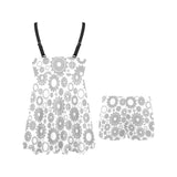 Gear Pattern Print Design 03 Chest Sexy Pleated Two Piece Swim Dress