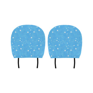 Airplane Pattern Blue Background Car Headrest Cover