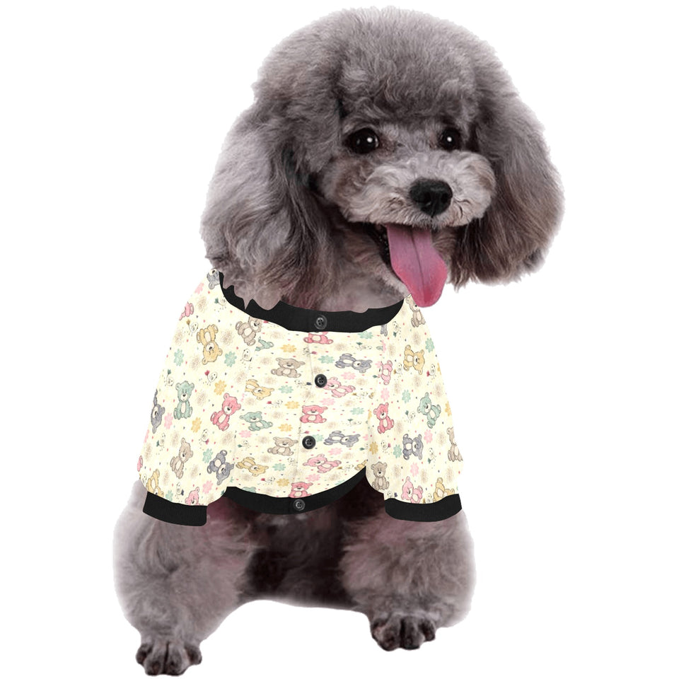 Teddy Bear Pattern Print Design 05 All Over Print Pet Dog Round Neck Fuzzy Shirt