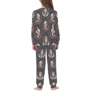 Seahorse Pattern Kids' Boys' Girls' All Over Print Pajama Set