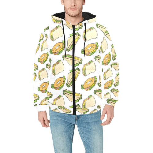 Sandwich Pattern Print Design 05 Men's Padded Hooded Jacket(ModelH42)