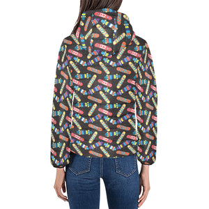 Skate Board Pattern Print Design 02 Women's Padded Hooded Jacket