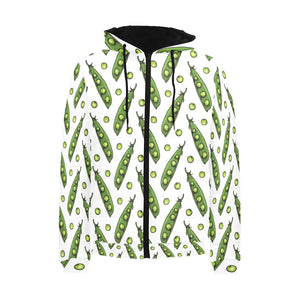 Green Peas Pattern Print Design 03 Men's Padded Hooded Jacket(ModelH42)