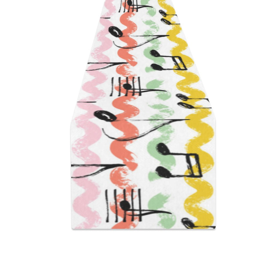 Music Notes Pattern Print Design 01 Table Runner