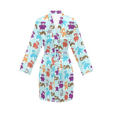 Teddy Bear Pattern Print Design 03 Women's Long Sleeve Belted Night Robe