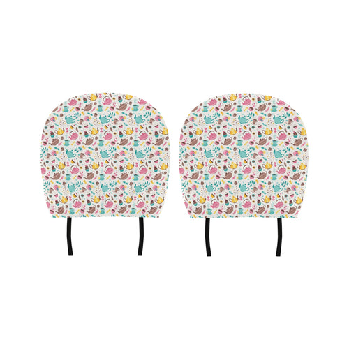 Tea pots Pattern Print Design 05 Car Headrest Cover