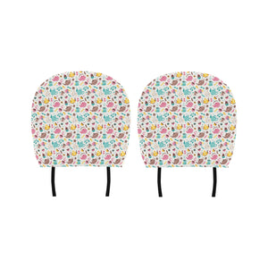 Tea pots Pattern Print Design 05 Car Headrest Cover