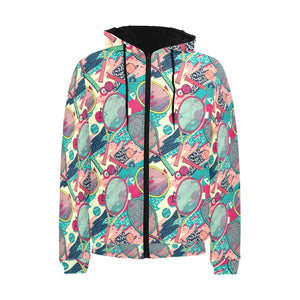 Tennis Pattern Print Design 01 Men's Padded Hooded Jacket(ModelH42)