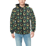 Horseshoes Pattern Print Design 04 Men's Padded Hooded Jacket(ModelH42)