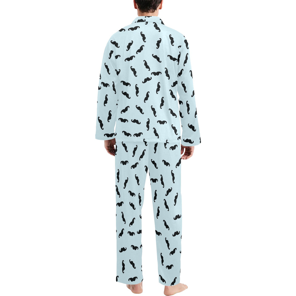 Mustache Beard Pattern Print Design 03 Men's Long Pajama Set