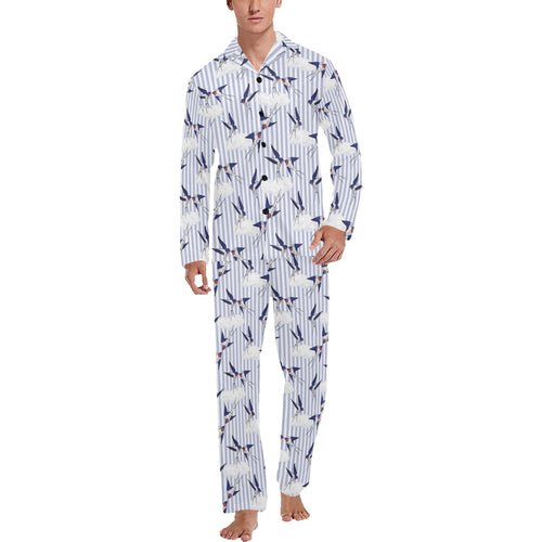 Swallow Pattern Print Design 03 Men's Long Pajama Set