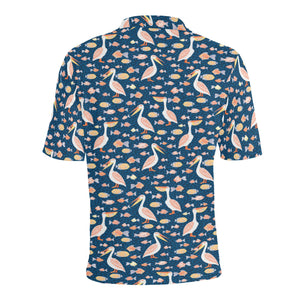 Pelican Pattern Print Design 01 Men's All Over Print Polo Shirt