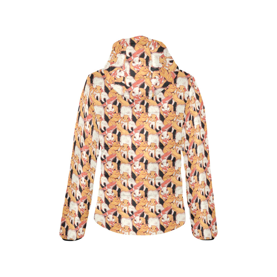 Squirrel Pattern Print Design 04 Women's Padded Hooded Jacket