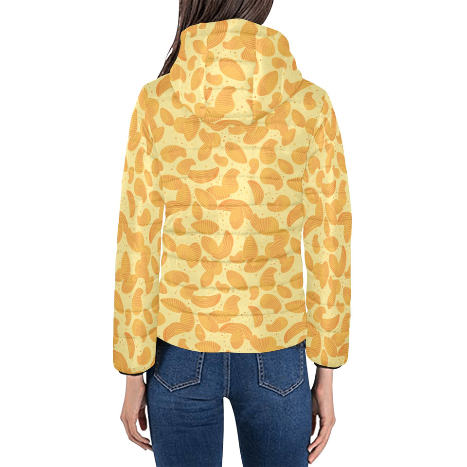 Potato Chips Pattern Print Design 04 Women's Padded Hooded Jacket