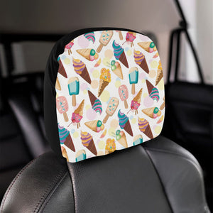 Colorful Ice Cream Pattern Car Headrest Cover