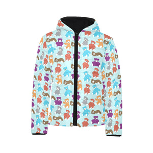 Teddy Bear Pattern Print Design 03 Kids' Boys' Girls' Padded Hooded Jacket