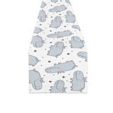 Hippopotamus Pattern Print Design 01 Table Runner