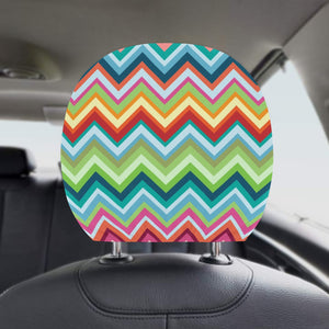 Rainbow Zigzag Chavron Pattern Car Headrest Cover