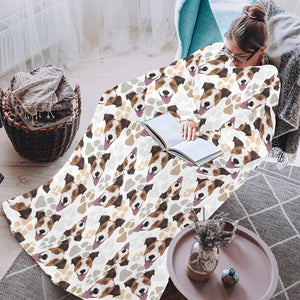 Jack Russel Pattern Print Design 05 Blanket Robe with Sleeves