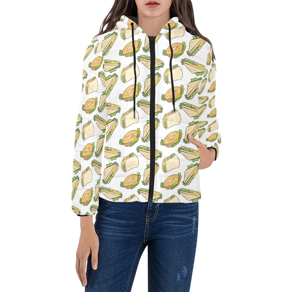 Sandwich Pattern Print Design 05 Women's Padded Hooded Jacket