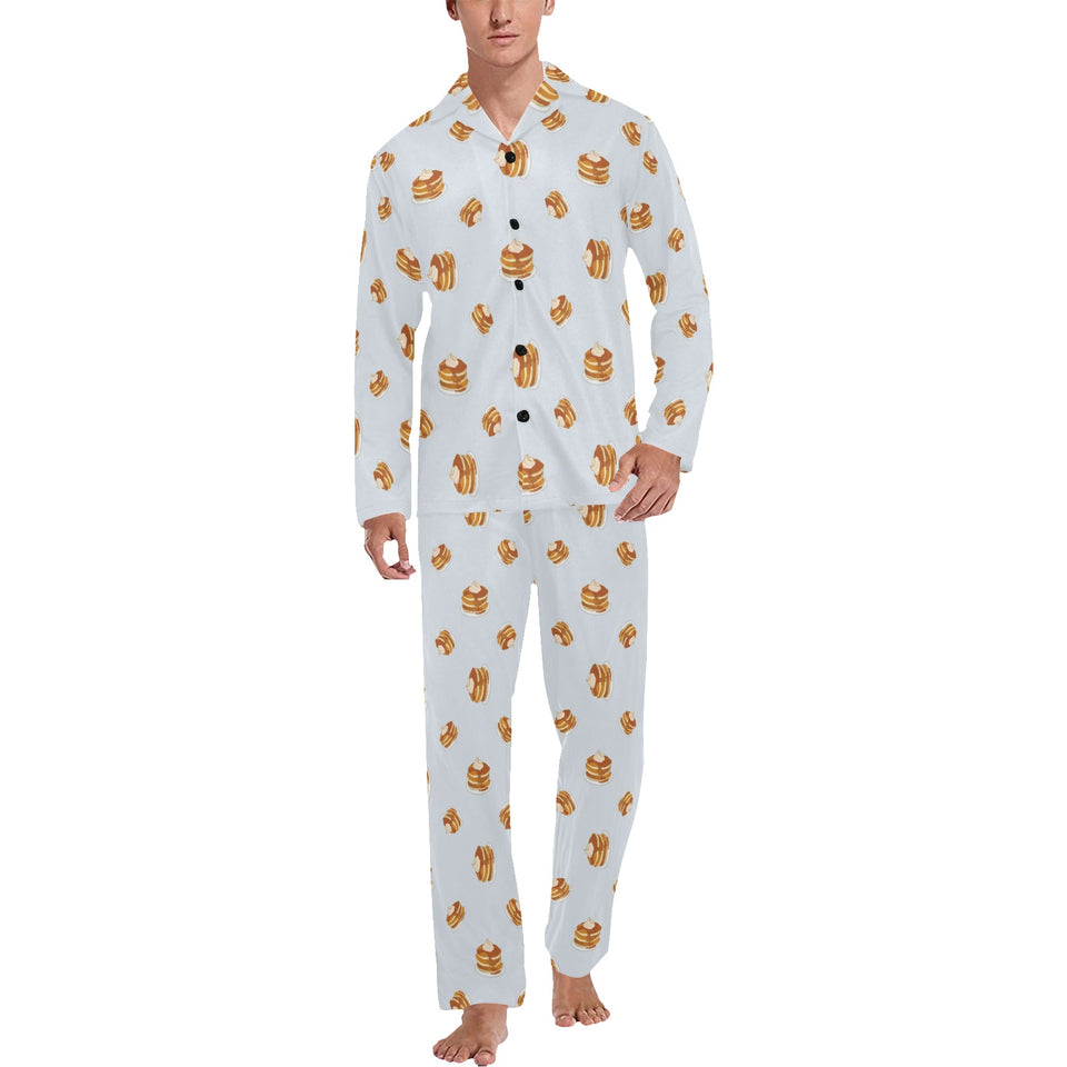 Pancake Pattern Print Design 03 Men's Long Pajama Set