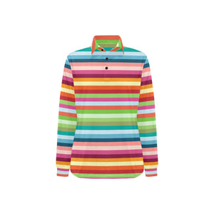 Rainbow Pattern Women's Long Sleeve Polo Shirt