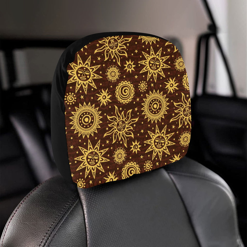 Hand Drawn Sun Pattern Car Headrest Cover