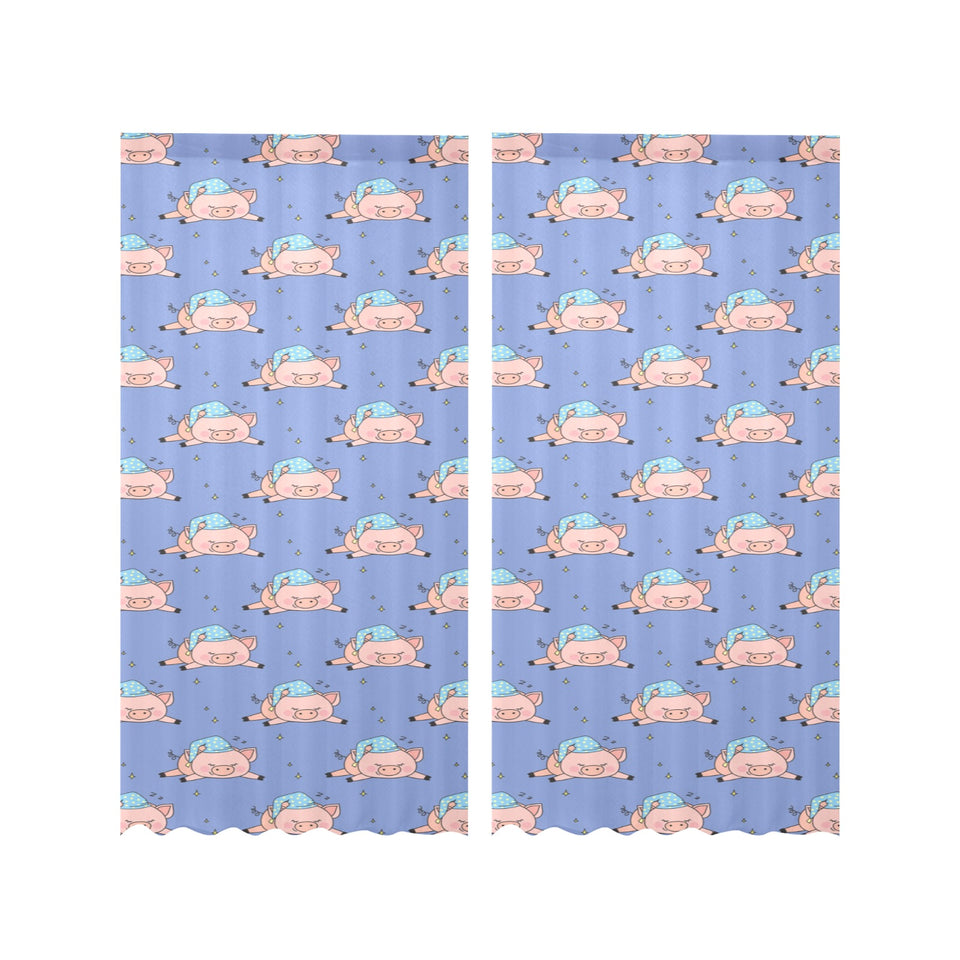 Pig Pattern Print Design 03 Gauze Curtain