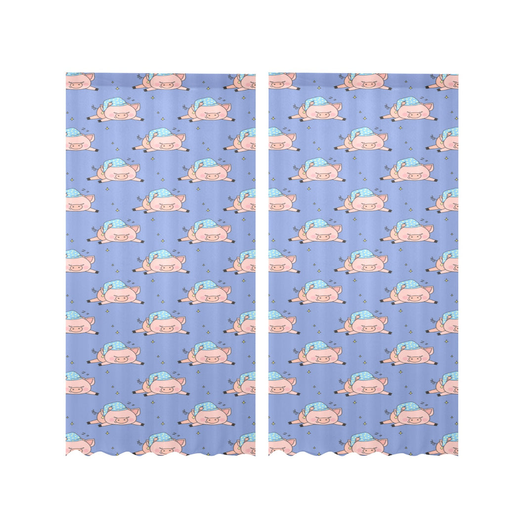 Pig Pattern Print Design 03 Gauze Curtain