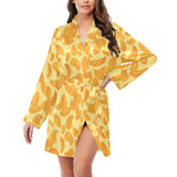 Potato Chips Pattern Print Design 04 Women's Long Sleeve Belted Night Robe