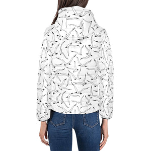 Seagull Pattern Print Design 04 Women's Padded Hooded Jacket